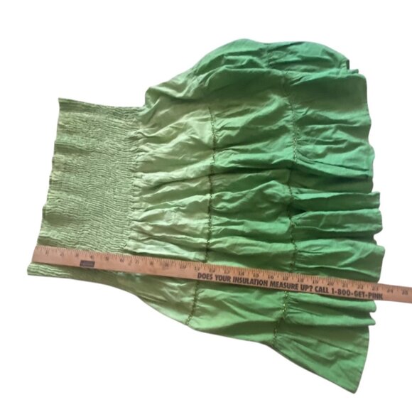 Green Tiered Smocked Waist Cotton Skirt By Ruby n Style Casual Cottagecore Fairy - Picture 3 of 7